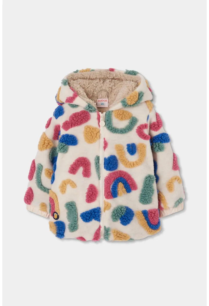 Chaquetón pelo jacquard de niña