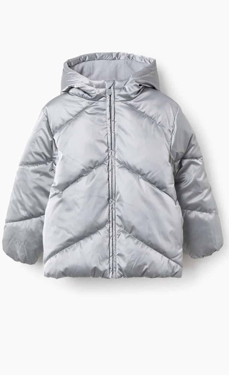 Chaquetón acolchado con forro polar gris