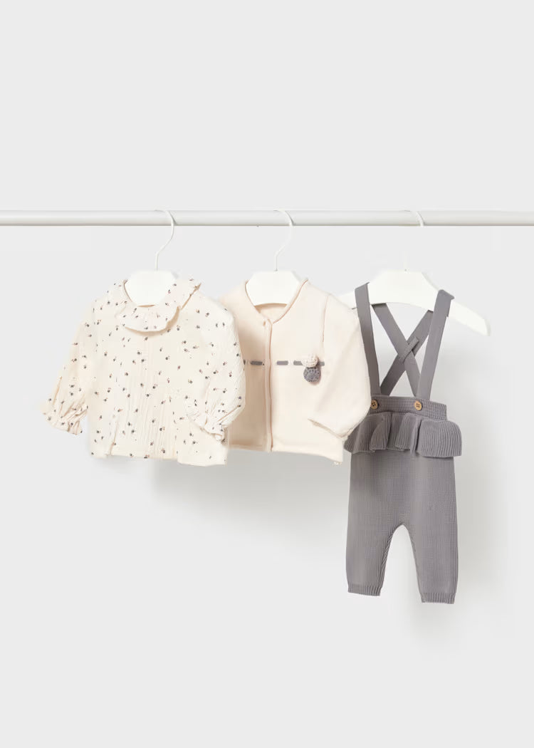 Conjunto 3 piezas tricot bebé niña