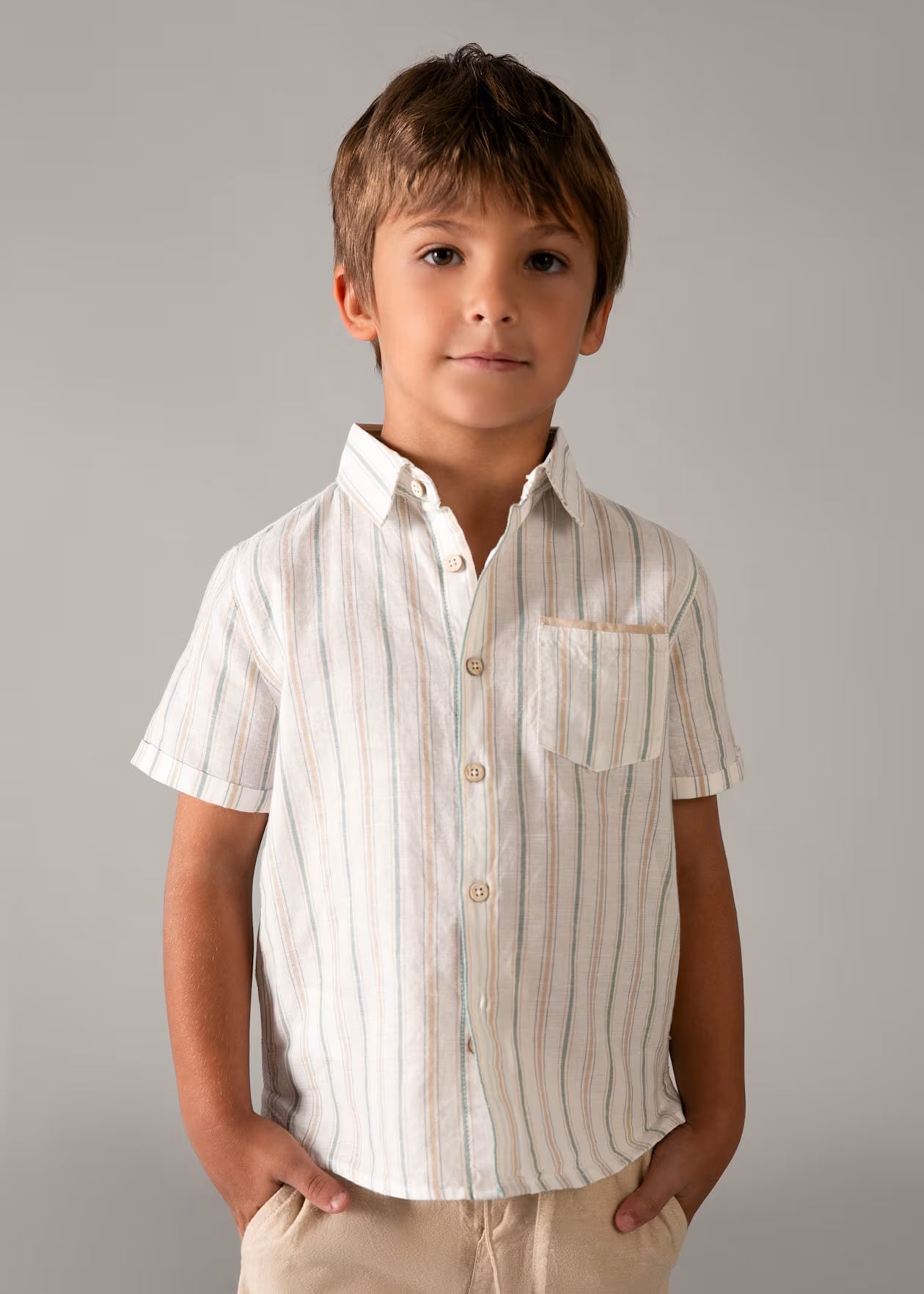 Conjunto bermuda y camisa lino niño
