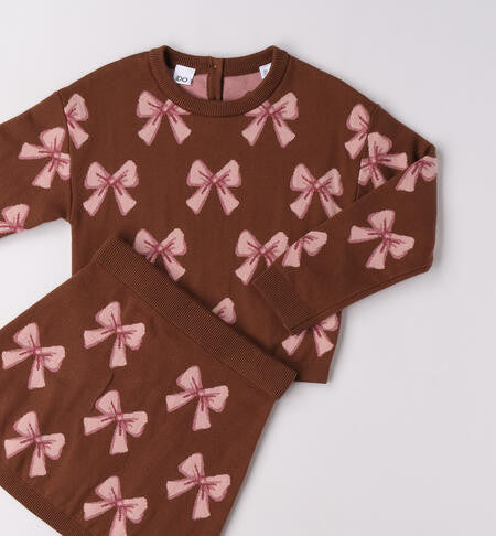 Conjunto De Top y Falda  Lazos En Punto