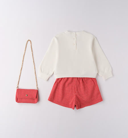 Conjunto Niña Sudadera Bermuda Y Bolso