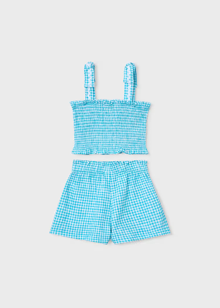 Conjunto short y top nido de abeja niña