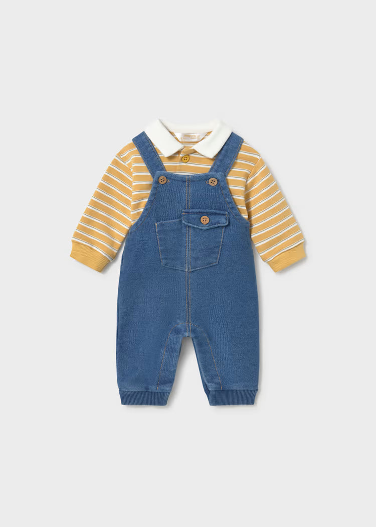 Conjunto peto y polo rayas bebé niño