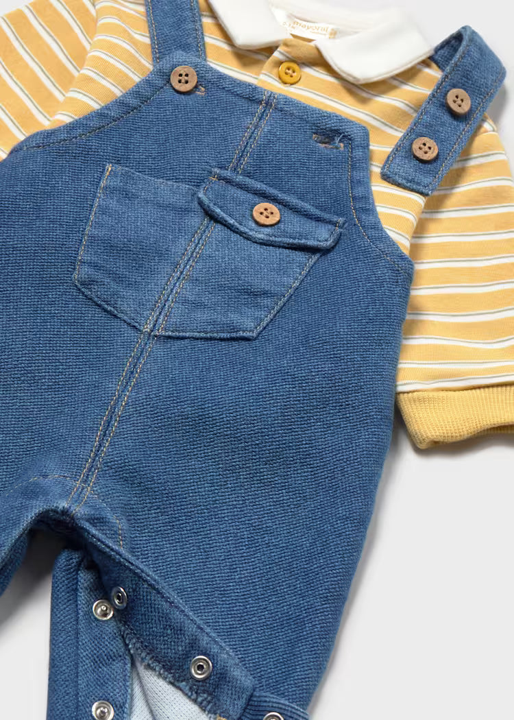 Conjunto peto y polo rayas bebé niño
