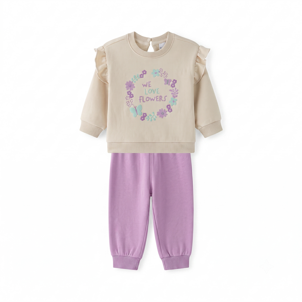 Conjunto Pantalón y Sudadera Con Volantes en Hombros