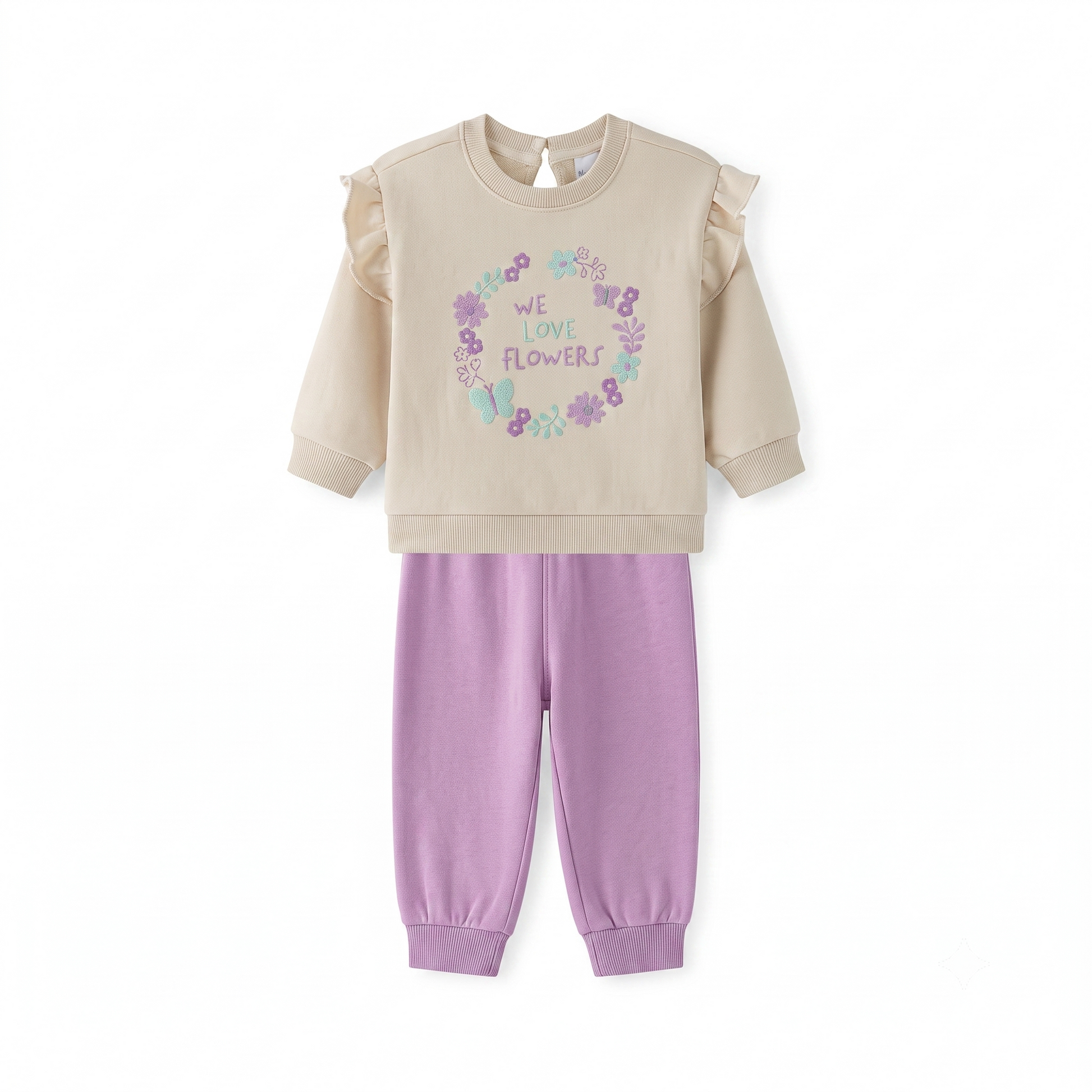 Conjunto Pantalón y Sudadera Con Volantes en Hombros