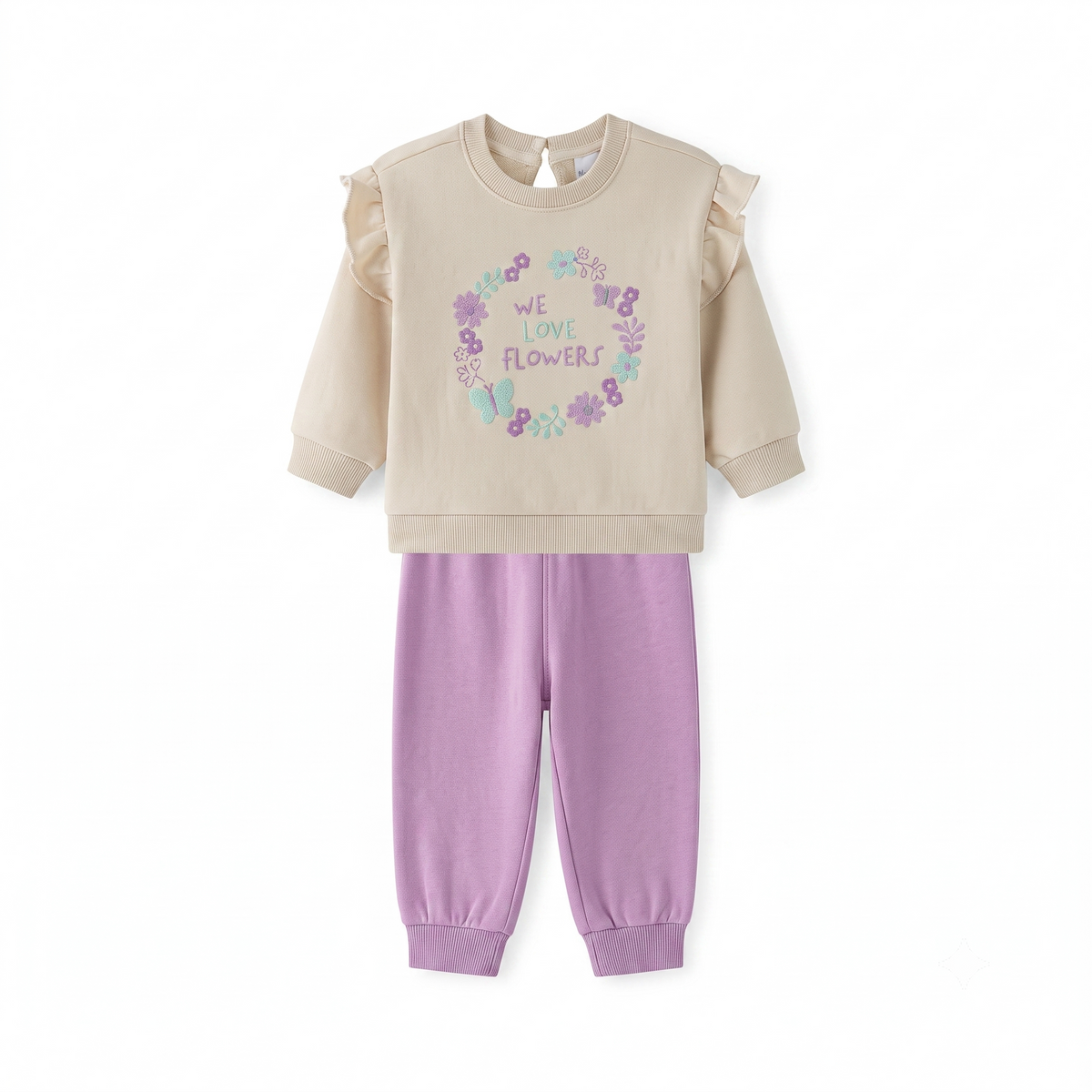 Conjunto Pantalón y Sudadera Con Volantes en Hombros
