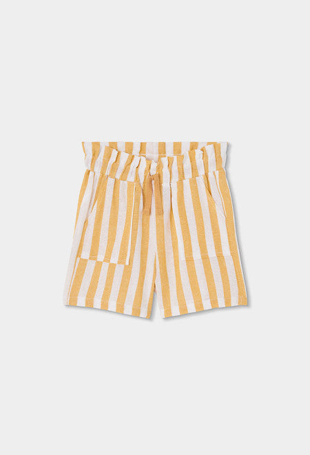 Bermudas lino listada de niña
