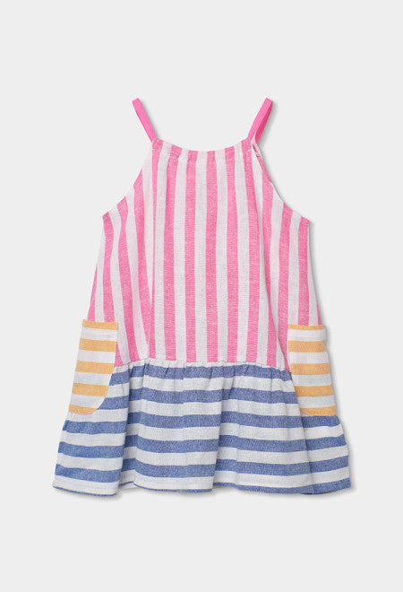 Vestido lino listado de niña