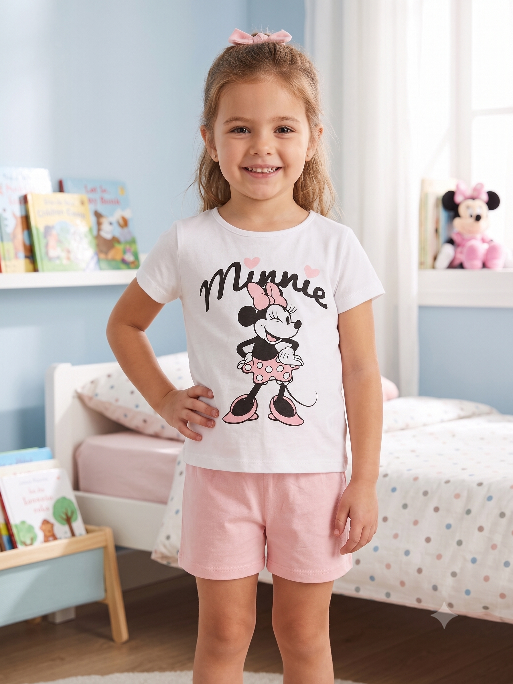 Pijama corto niña Minnie algodón.