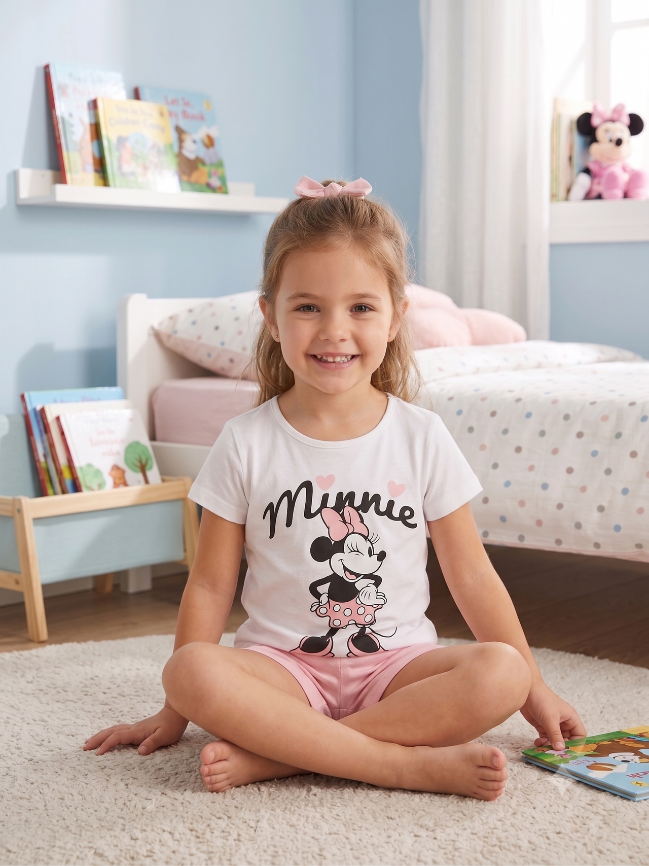 Pijama corto niña Minnie algodón.