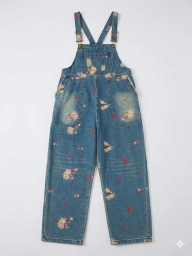 Peto vaquero bordado floral.