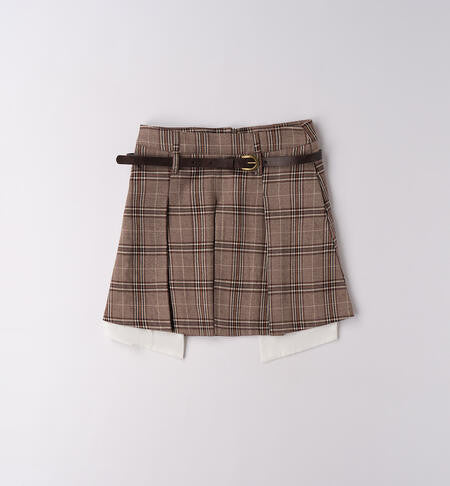 Falda Corta De Tablas Con Cinturón