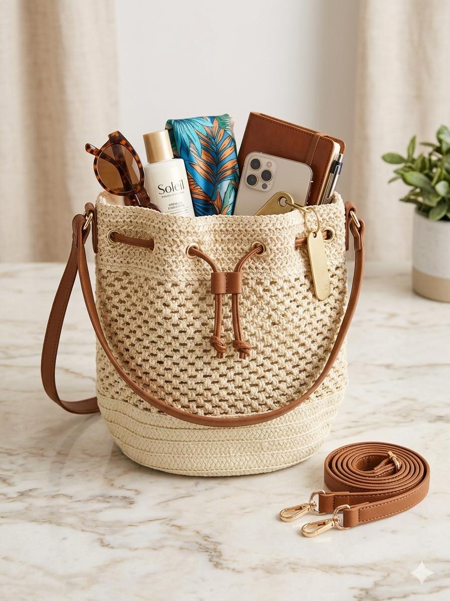 Bolsos Rafia Correa Marrón