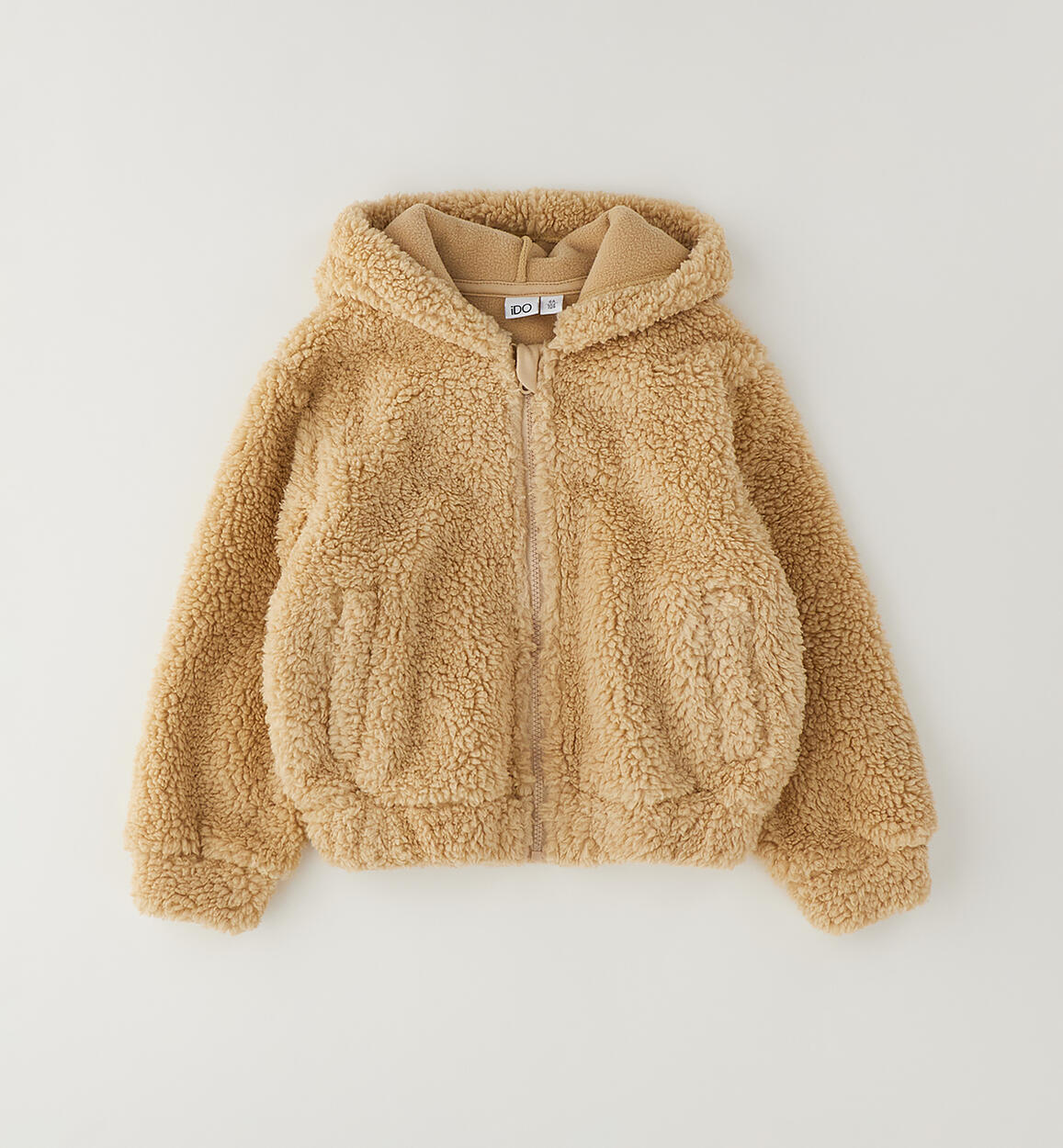Chaqueta cremallera efecto borreguito