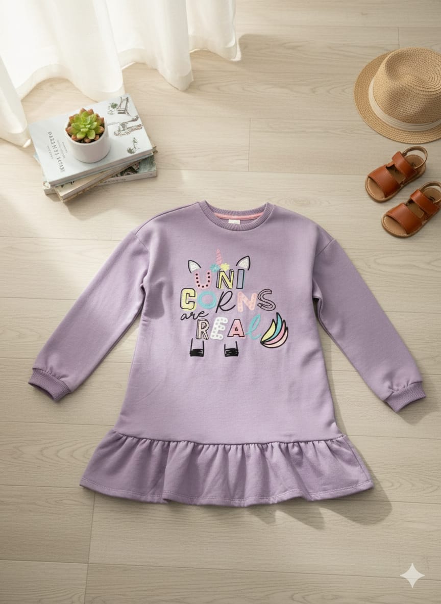 Sudadera/ vestido perchado Malva Unicornio
