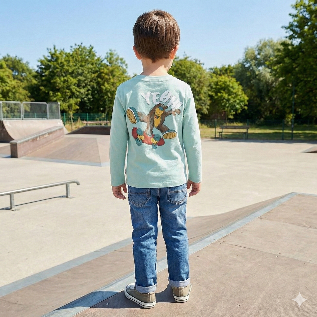 Camiseta Manga Larga Dibujo Skate Niño