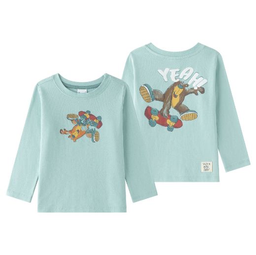 Camiseta Manga Larga Dibujo Skate Niño