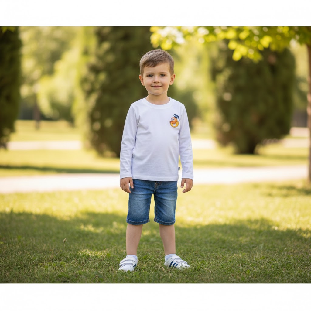 Camiseta Manga Larga Grafito Osito Pecho y Espalda Niño