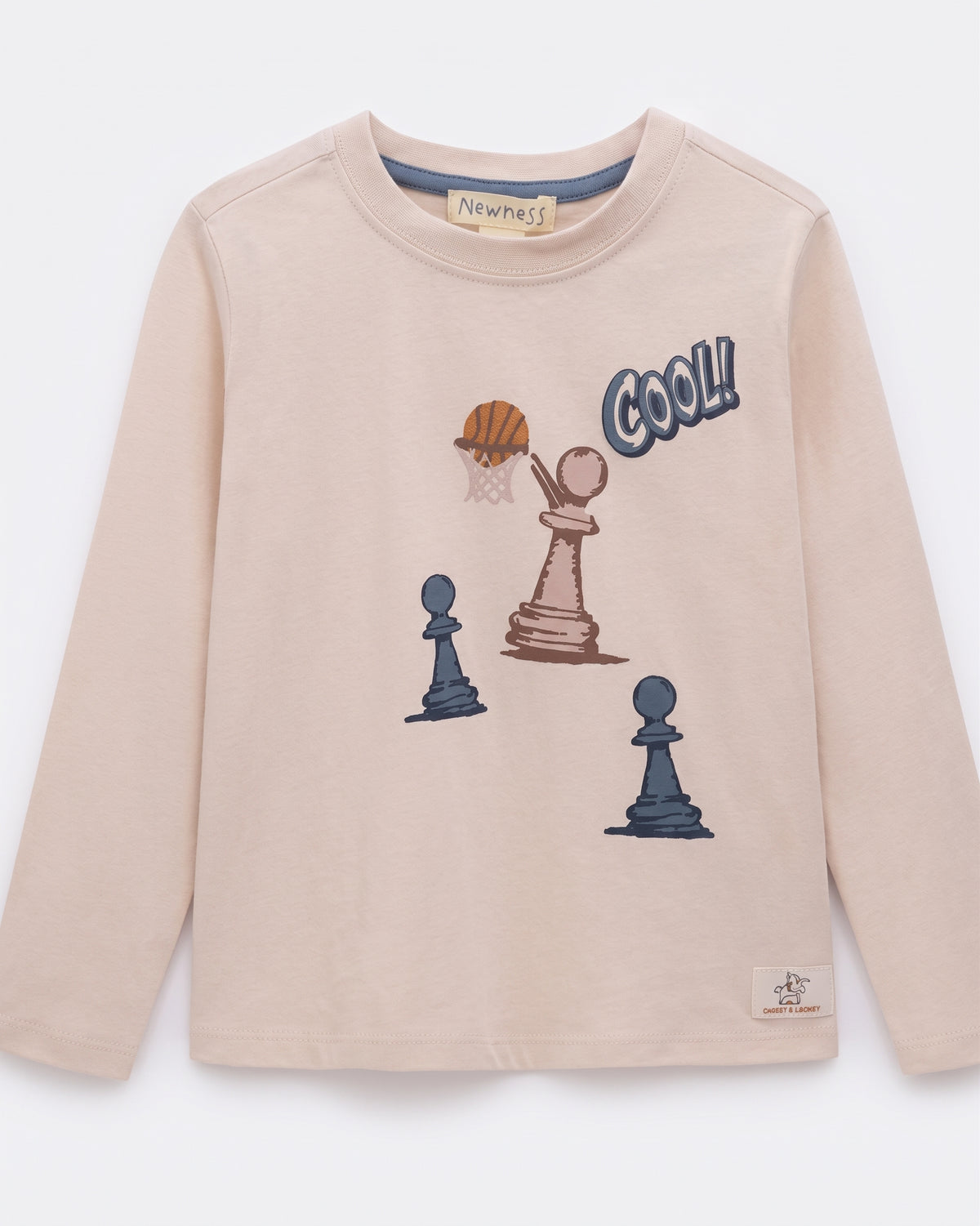 Camiseta manga larga estampado frontal, beige niño
