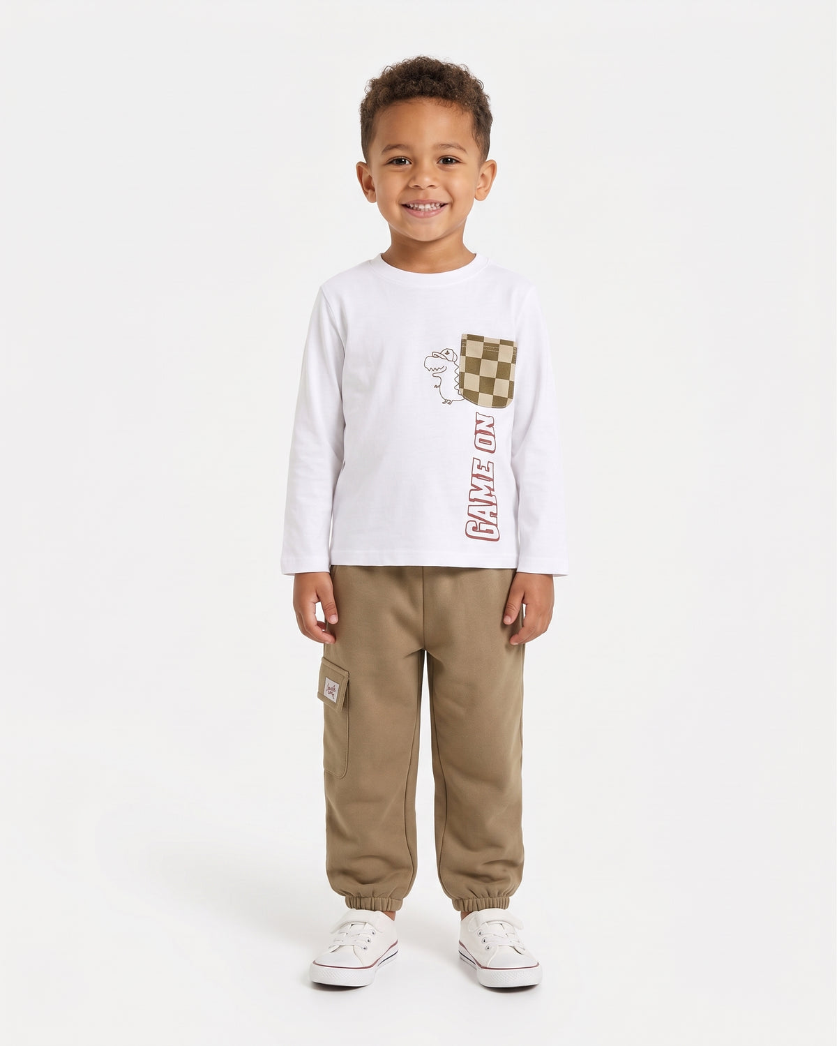 Camiseta dino con bolsillo bebé niño