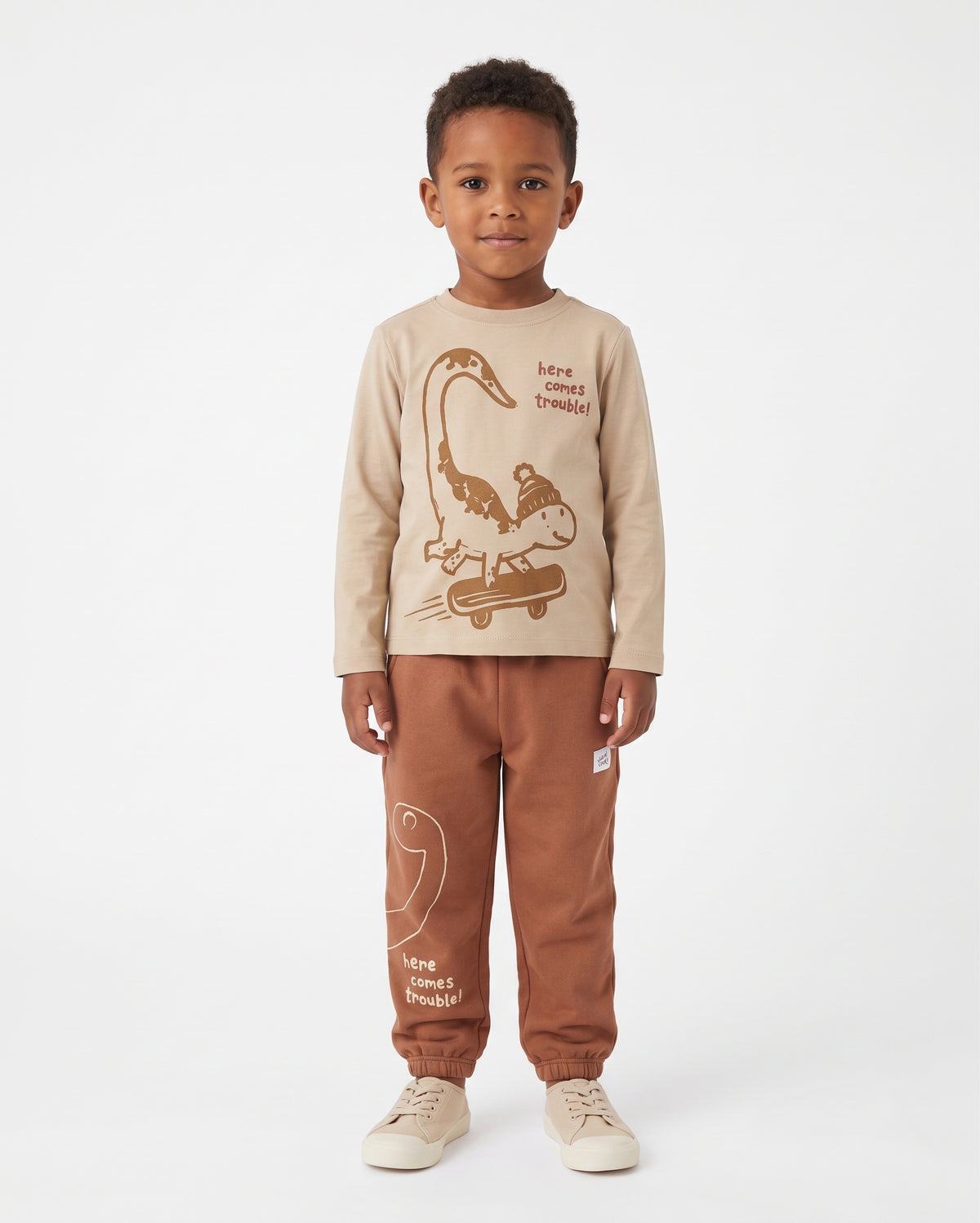 Camiseta dino skate manga larga bebé niño