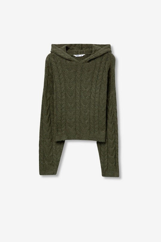 Jersey punto trenzado con capucha