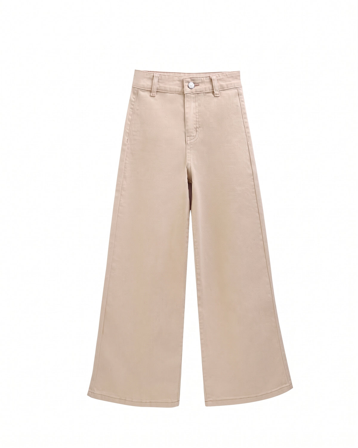 Pantalón corte recto y ancho beige niña