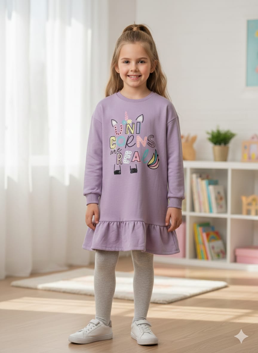 Sudadera/ vestido perchado Malva Unicornio