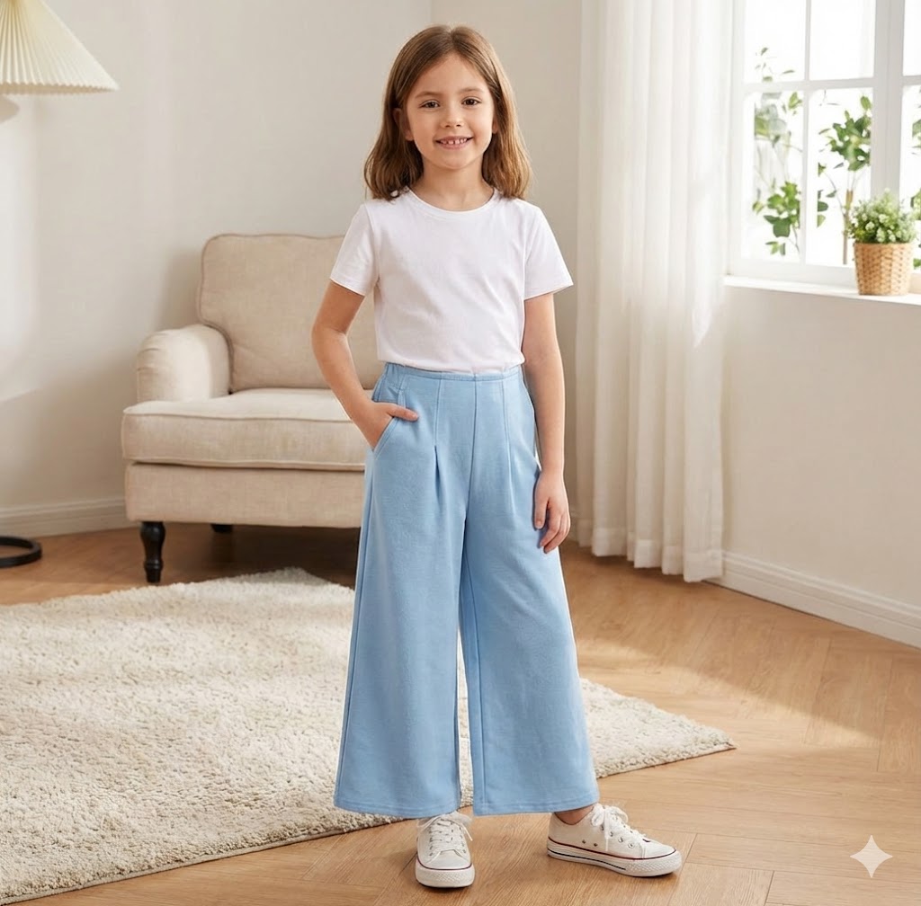 Pantalón Culotte De Felpa Con Bolsillo Y Cintura Elástica Niña