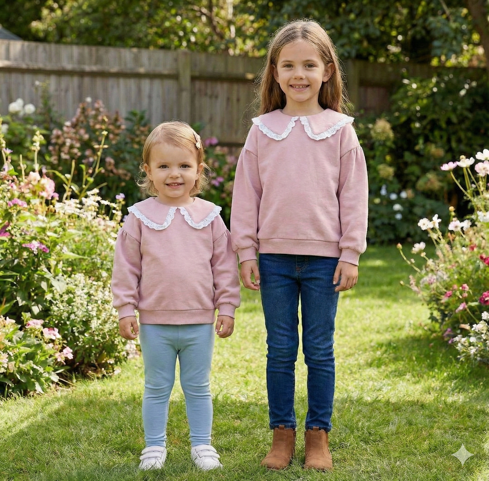 Sudadera Afelpada Con Cuello Peter Pan y Mangas Caídas Niña