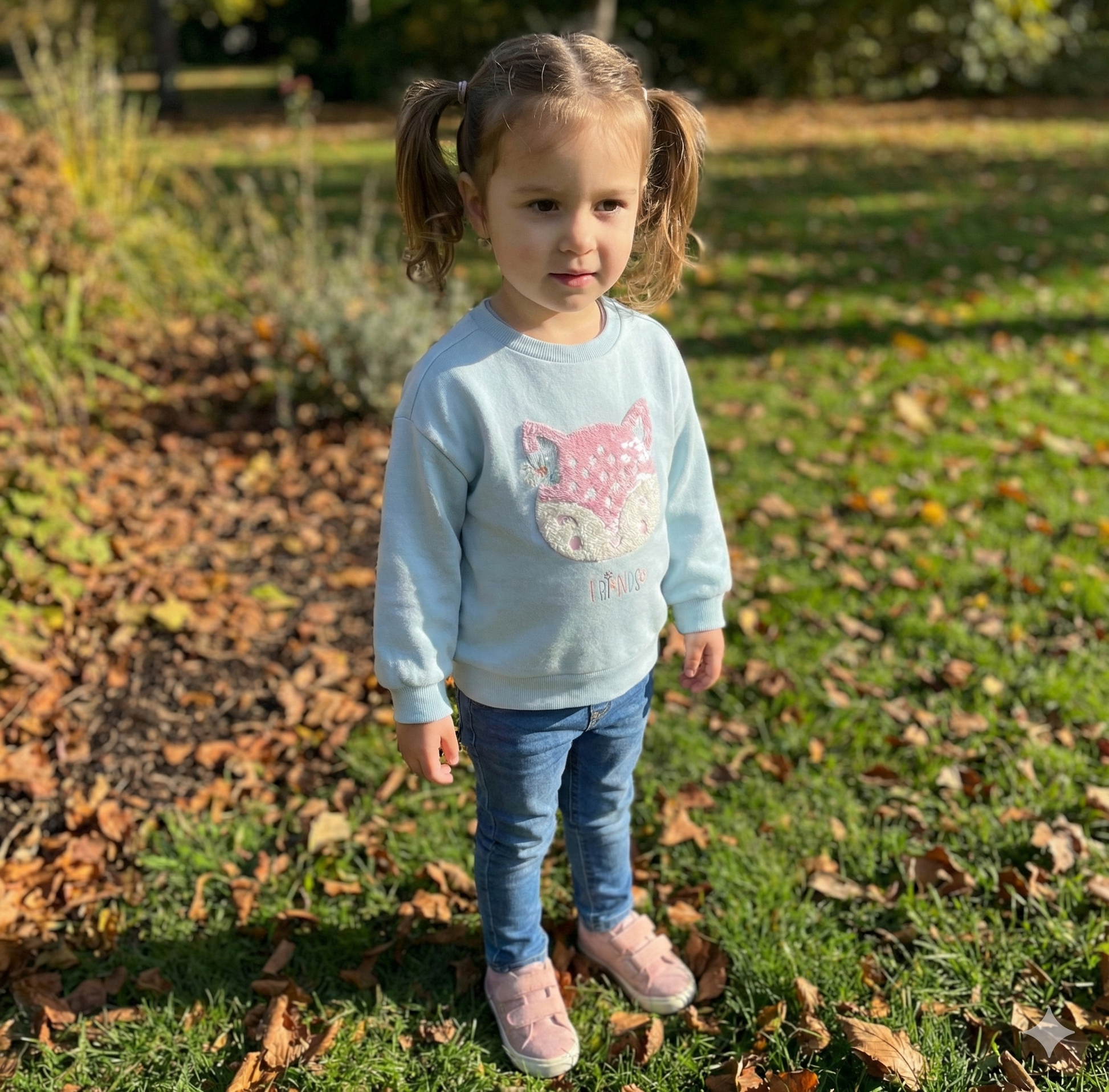 Sudadera Cuello Redondo y Bordado Zorro