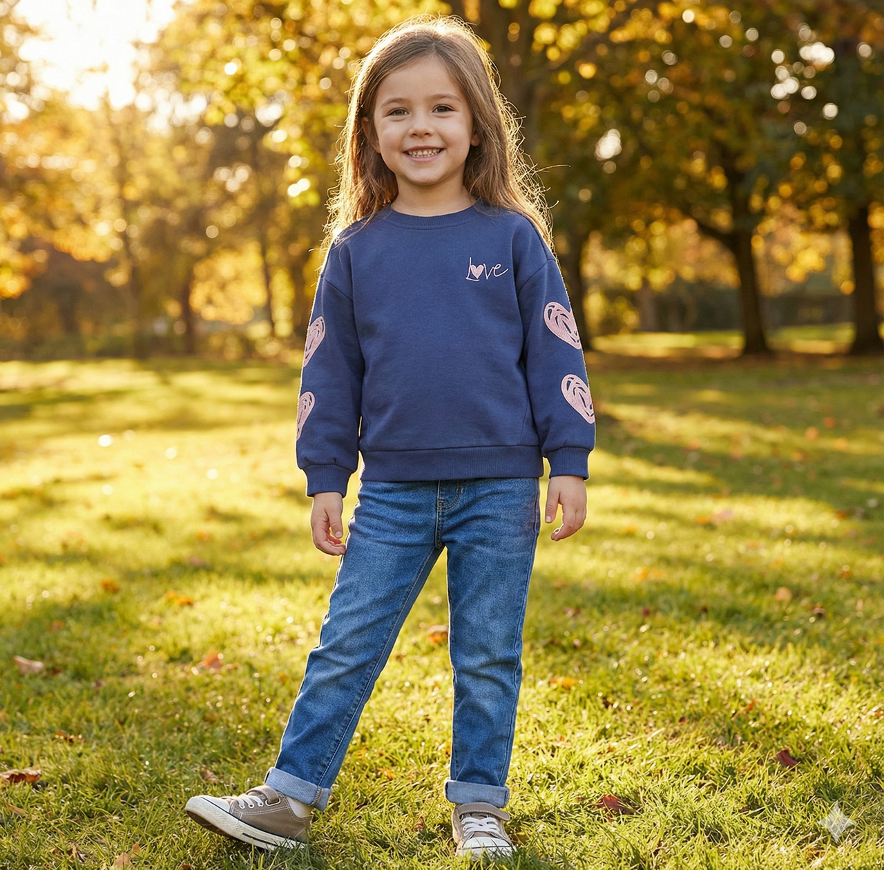 Sudadera Cuello Redondo Con Corazones