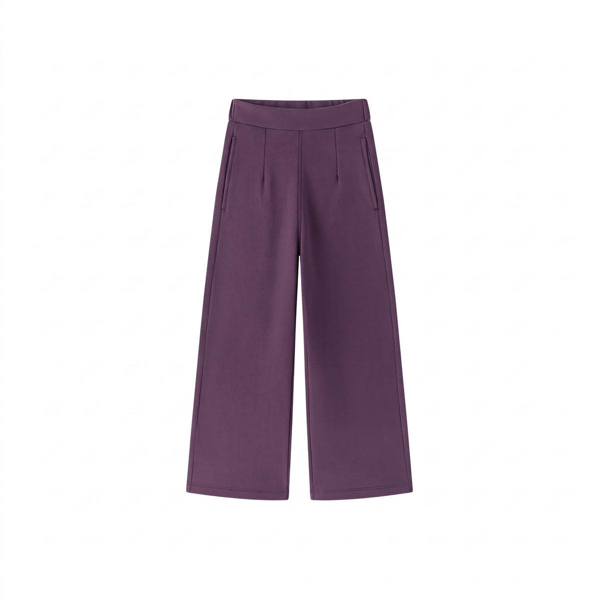 Pantalón cote recto y ancho con felpa burdeos niña.