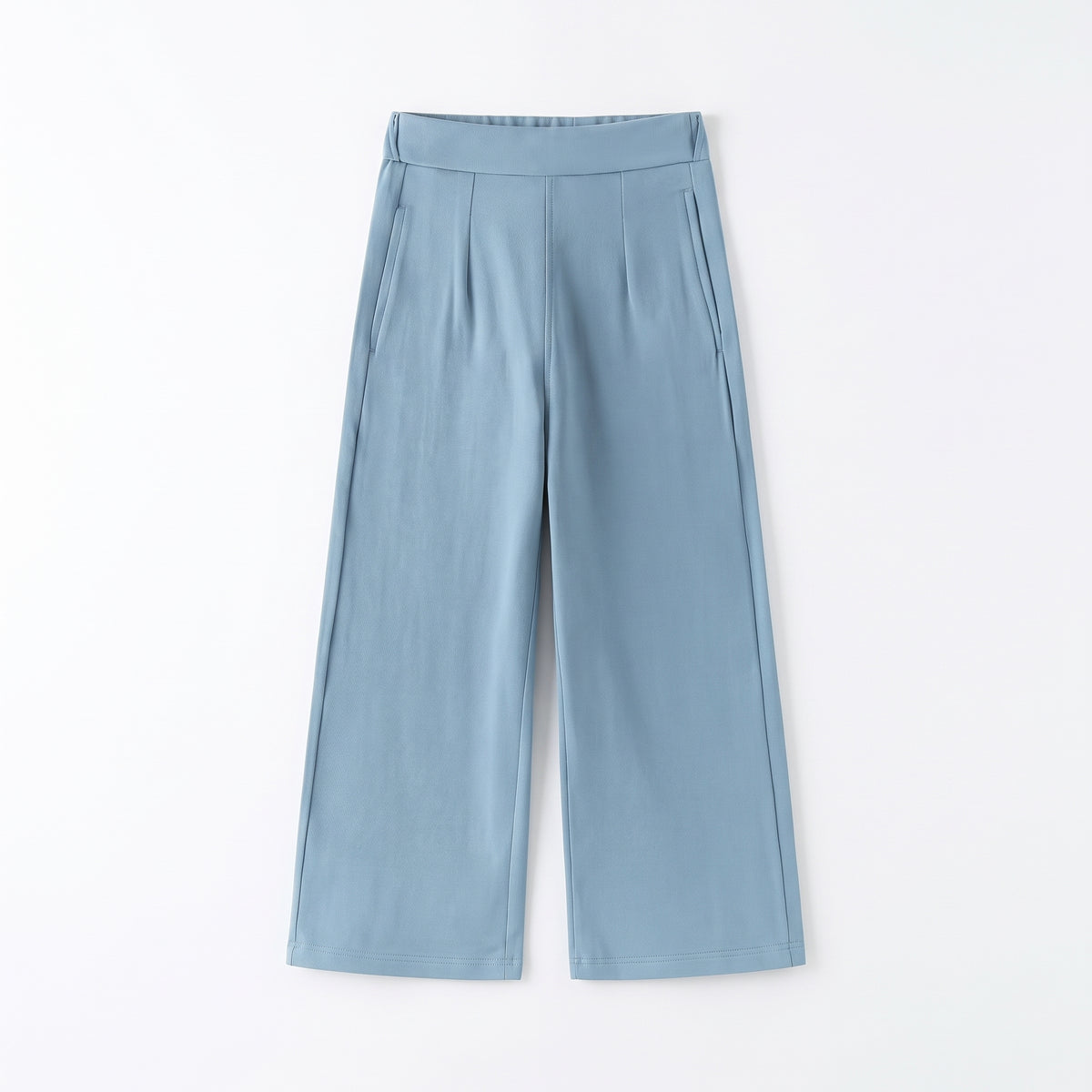 Pantalón corte recto y ancho felpa azul niña.