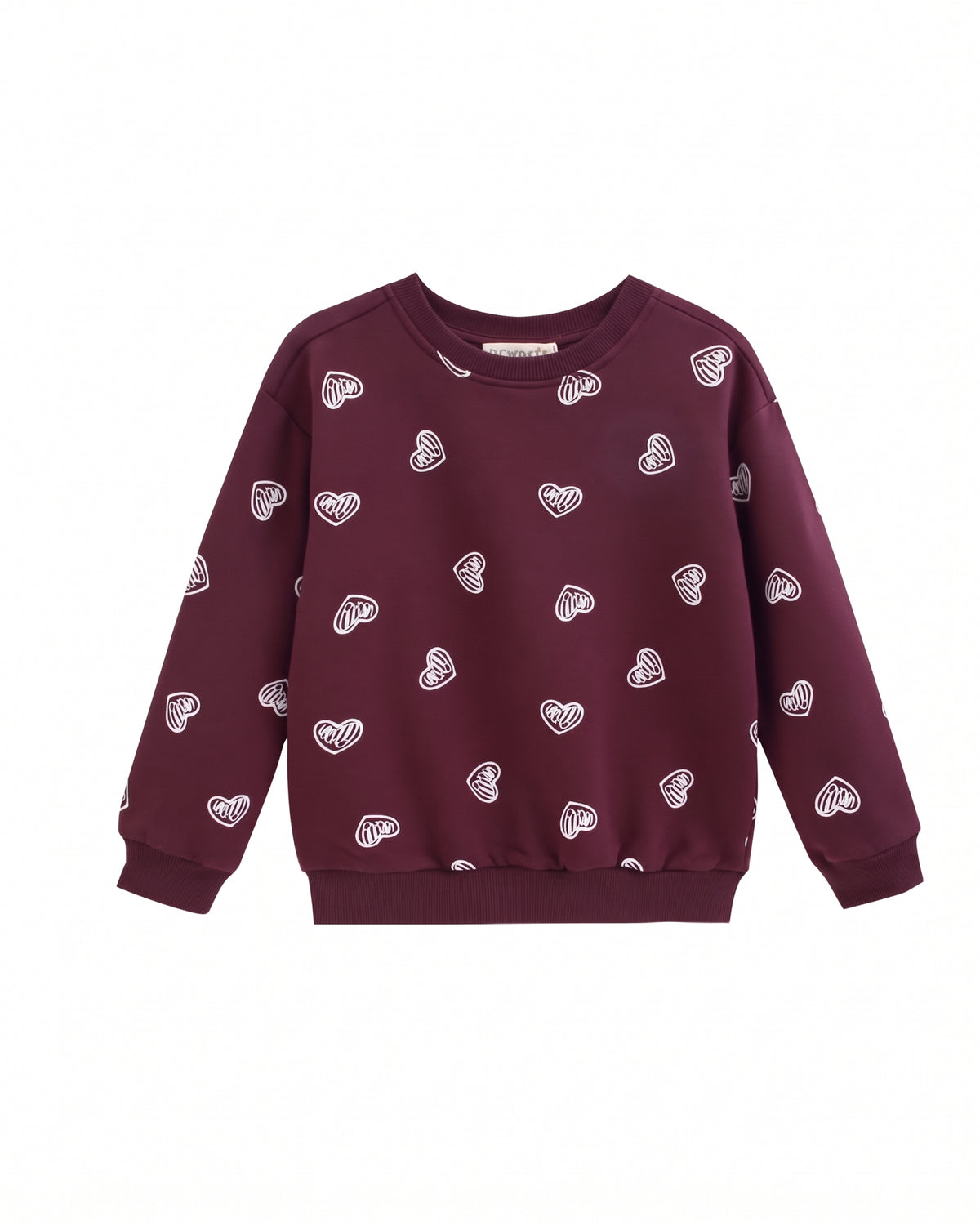 Sudadera sin capucha corazones burdeos niña