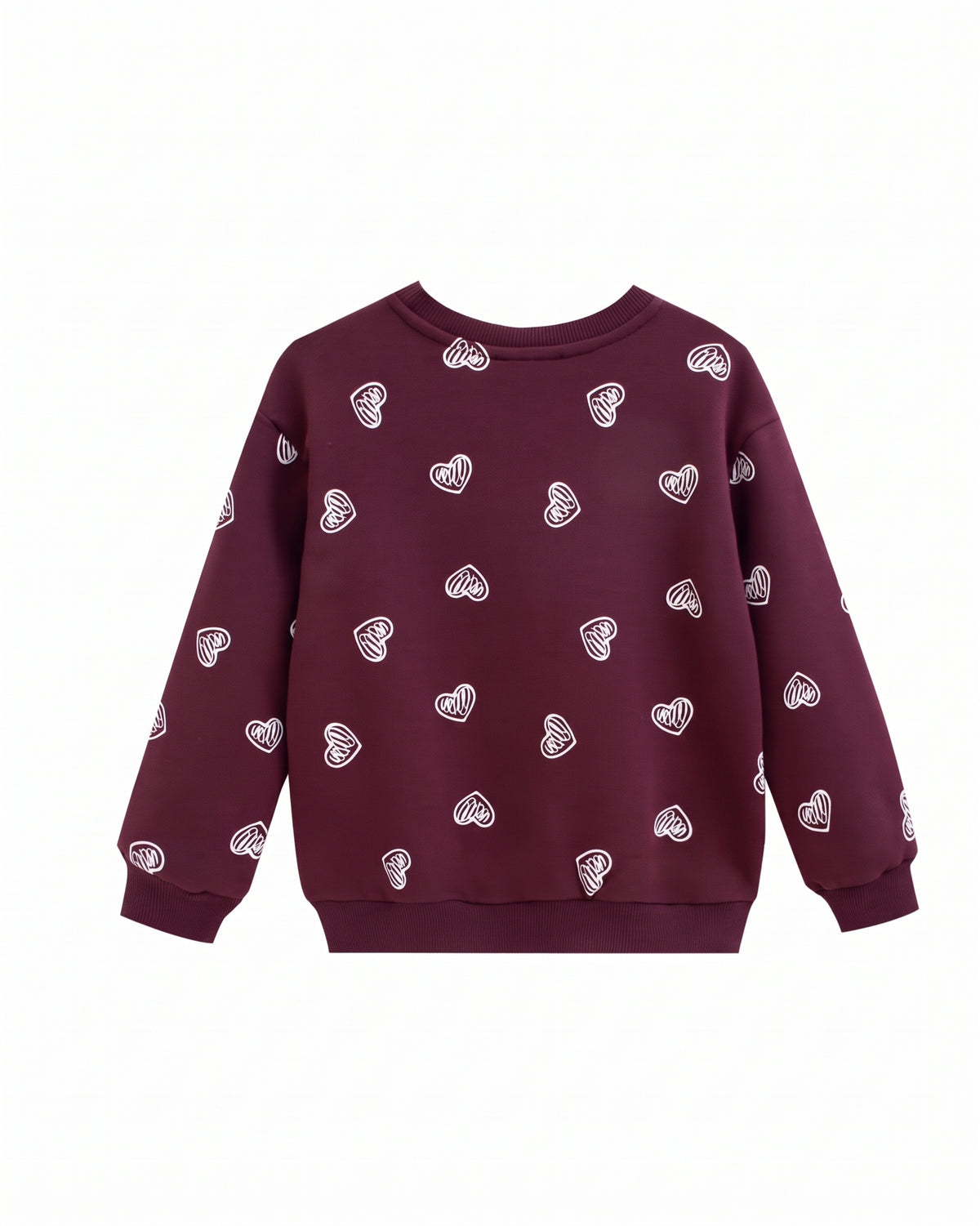 Sudadera sin capucha corazones burdeos niña