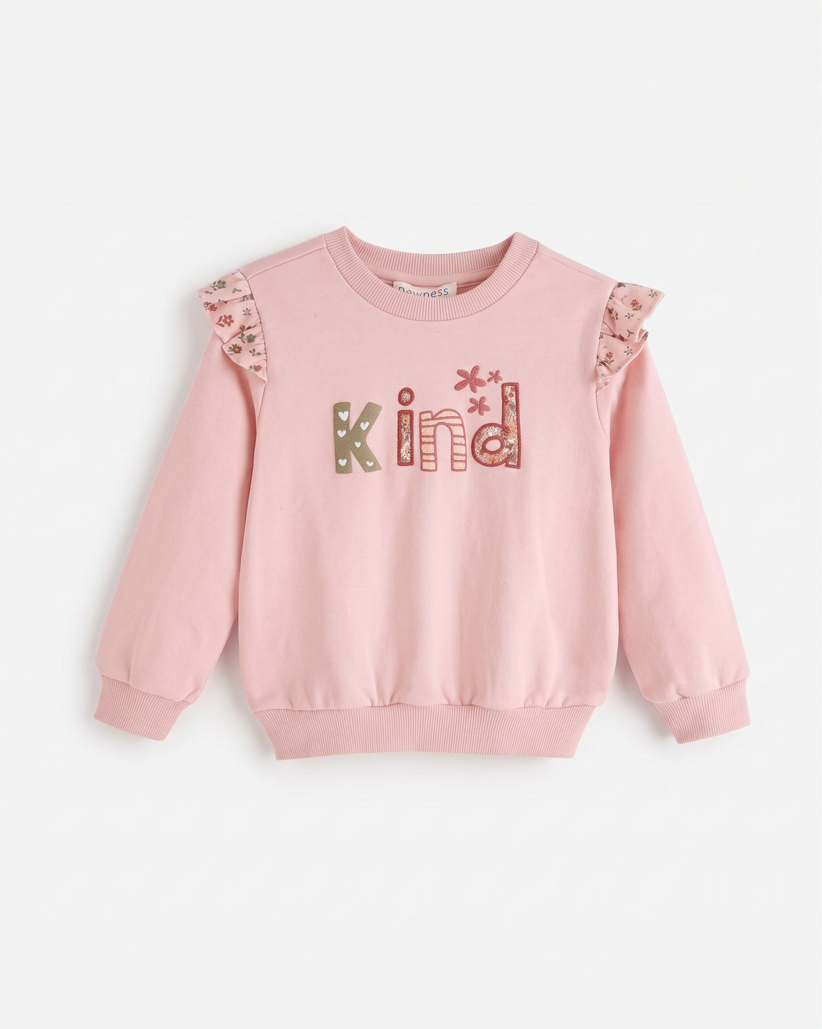 Sudadera manga volante estampado Kind rosa niña