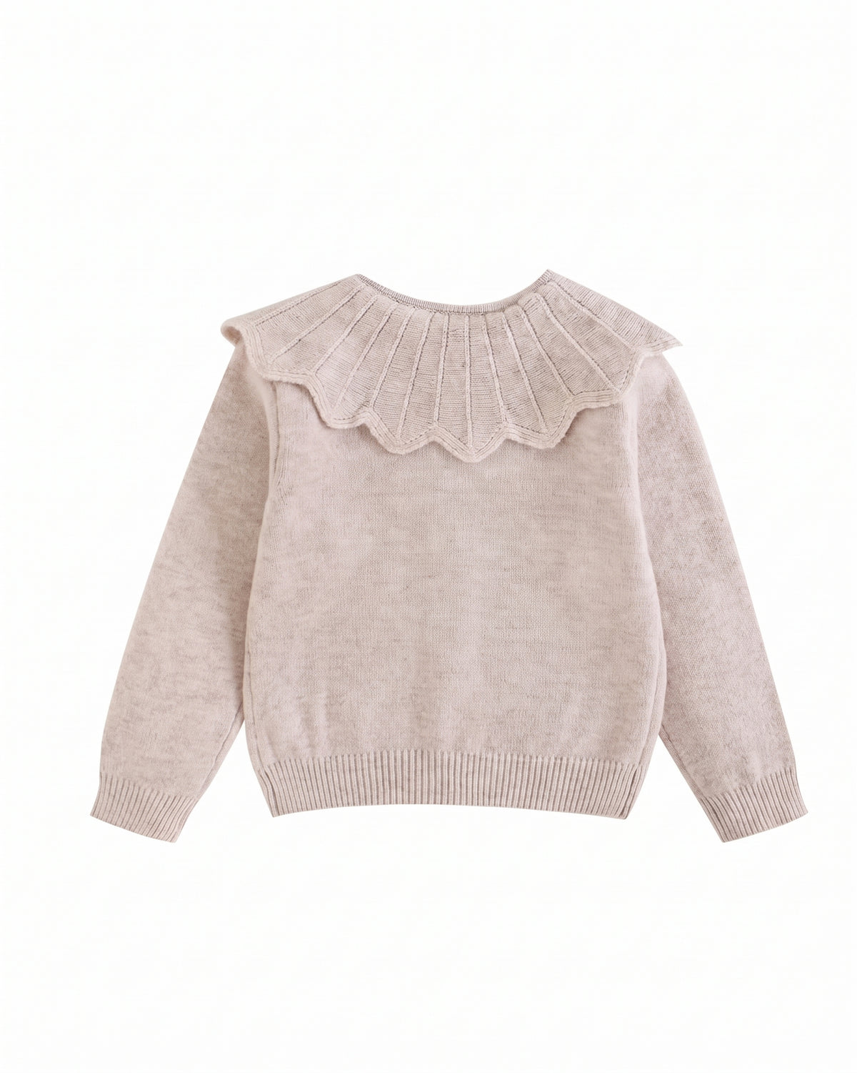 Chaqueta tricot cuello babero y flores bordadas niña