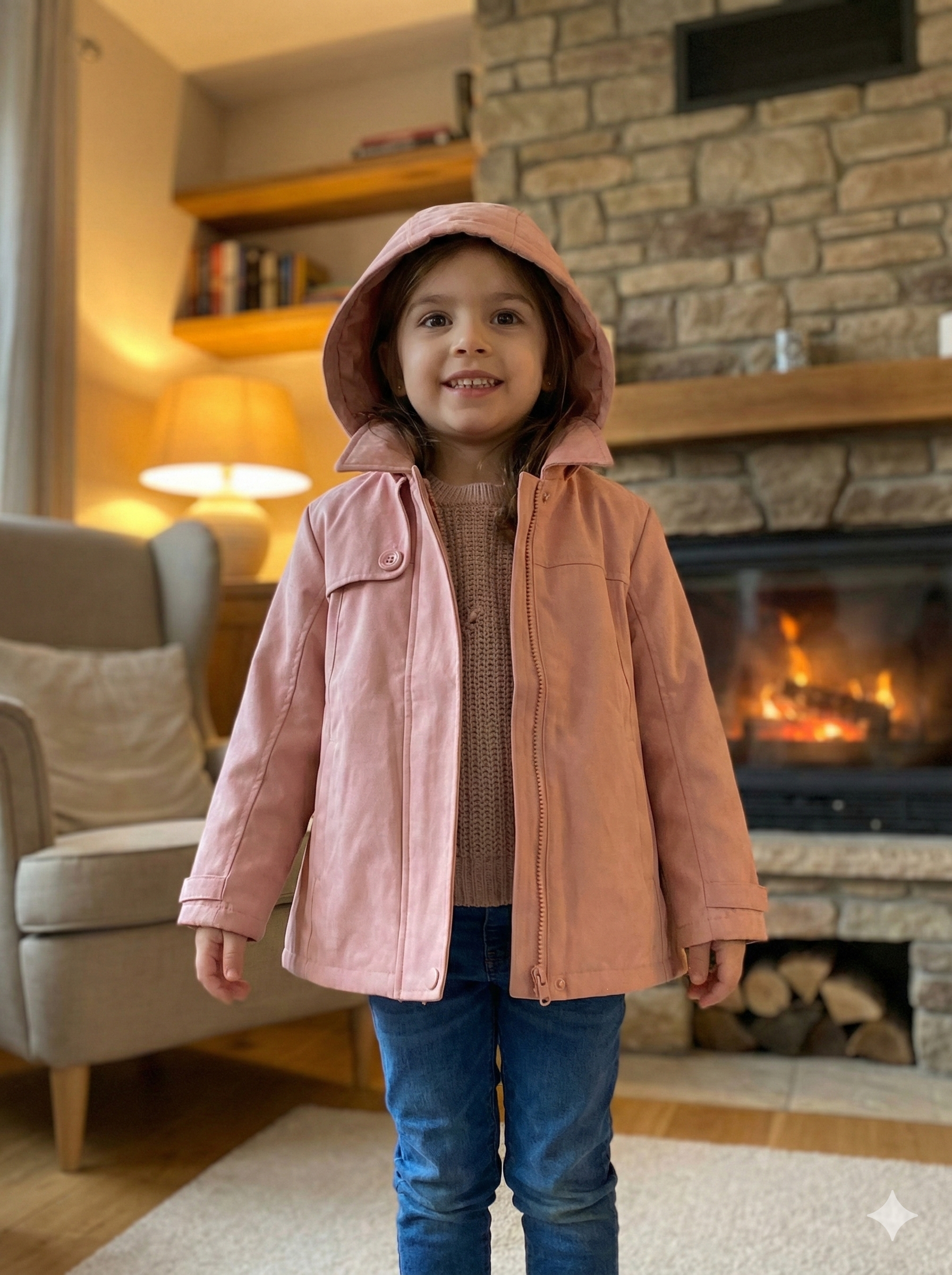Gabardina Rosa con capucha