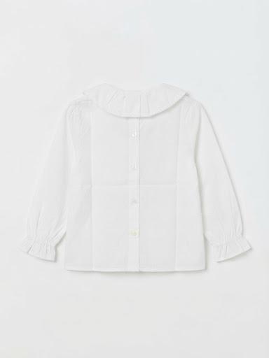 Blusa blanca cuello plisado niña