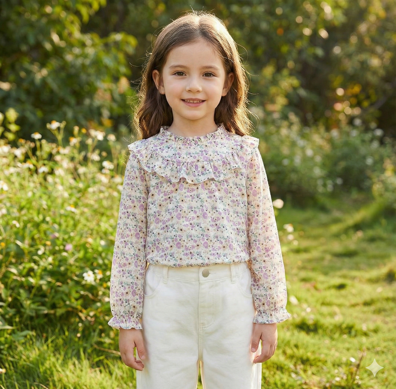 Blusa Con Detalle De Flores En Las Mangas