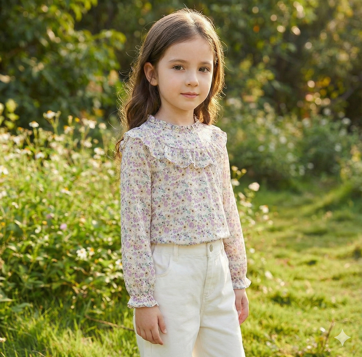 Blusa Con Detalle De Flores En Las Mangas