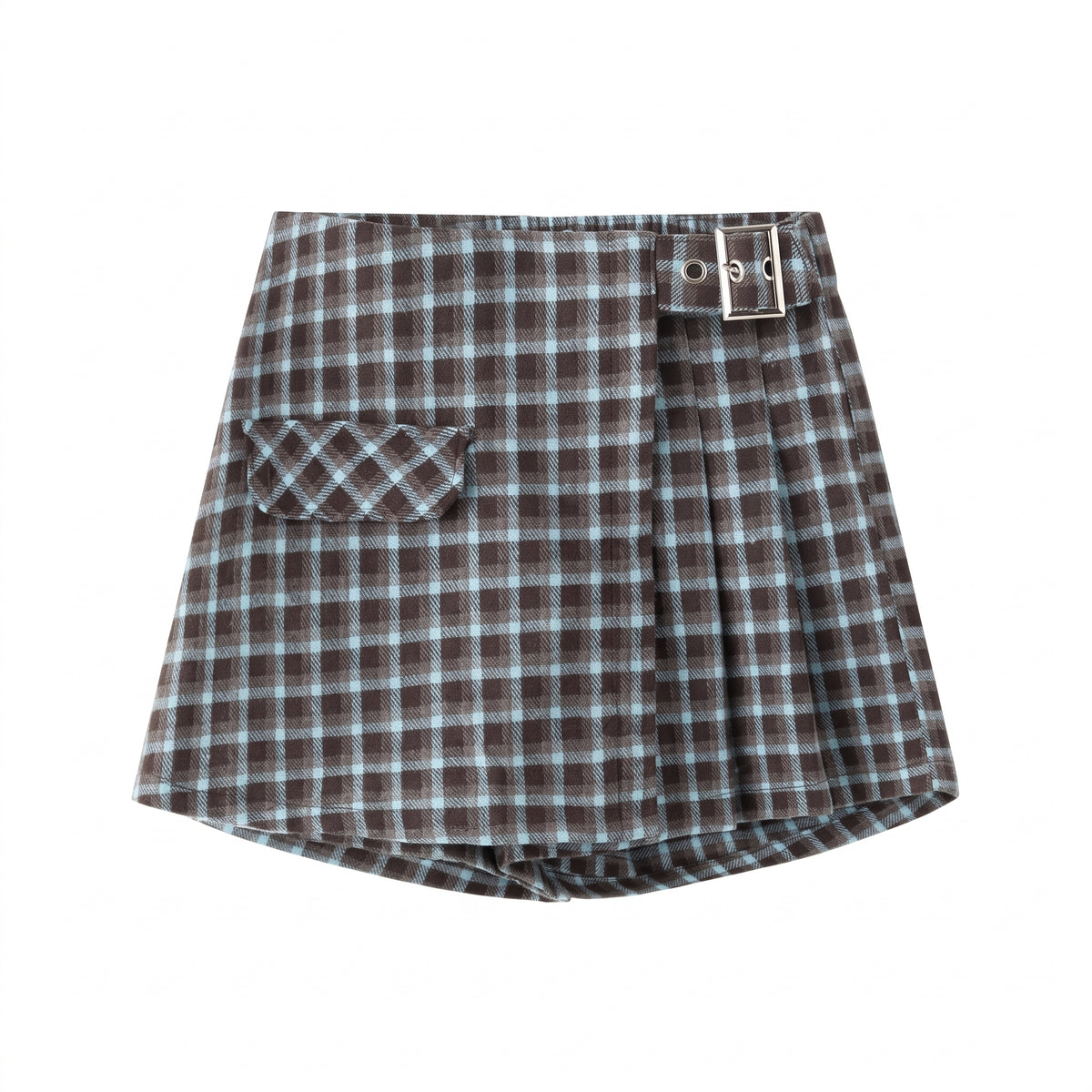Falda short cuadros niña.