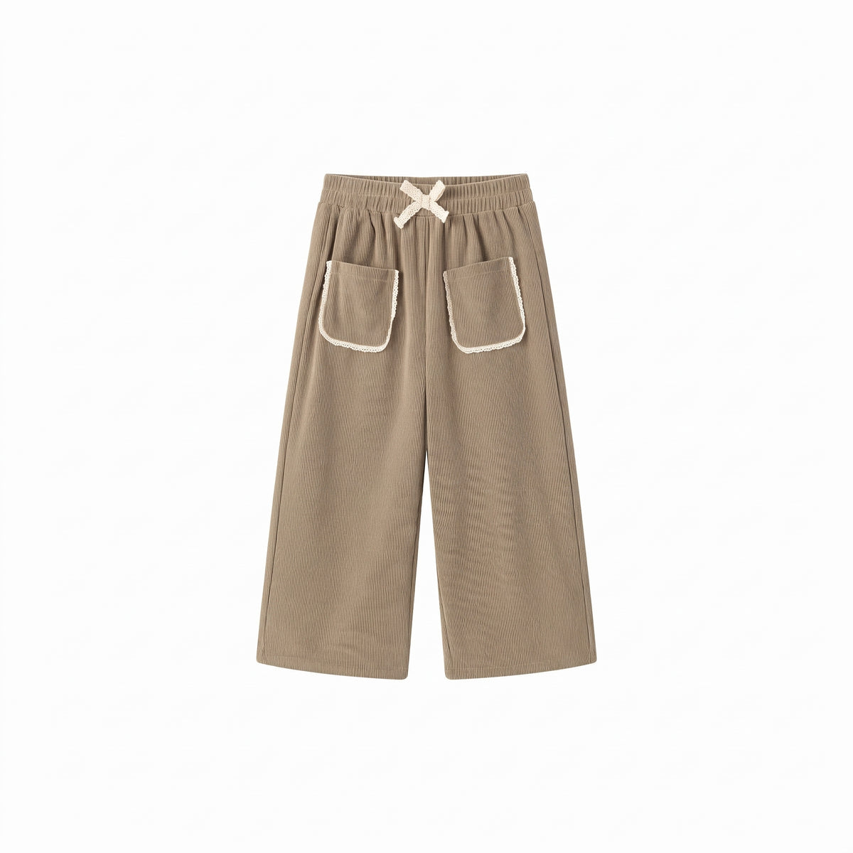 Pantalón micropana bolsillos parche tostado niña