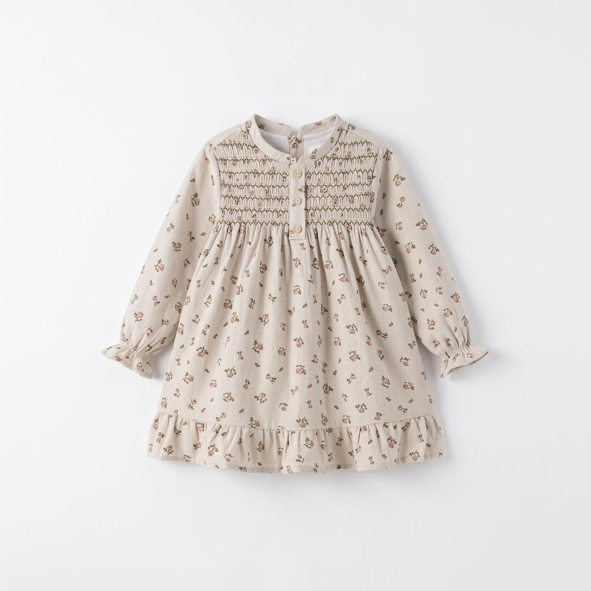 Vestido manga larga nido abeja bebé y niña