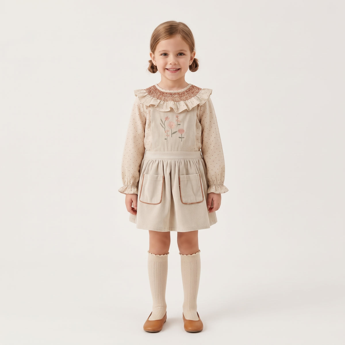Vestido pichi micropana bordado frontal bebé y niña