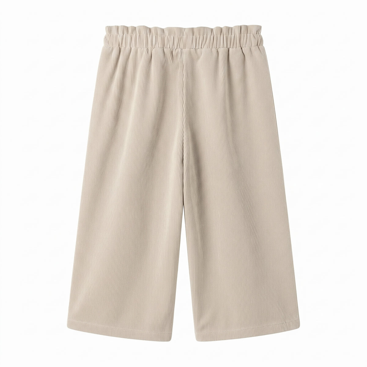 Pantalón coret recto y ancho micropana puntilla bolsillos beige niña