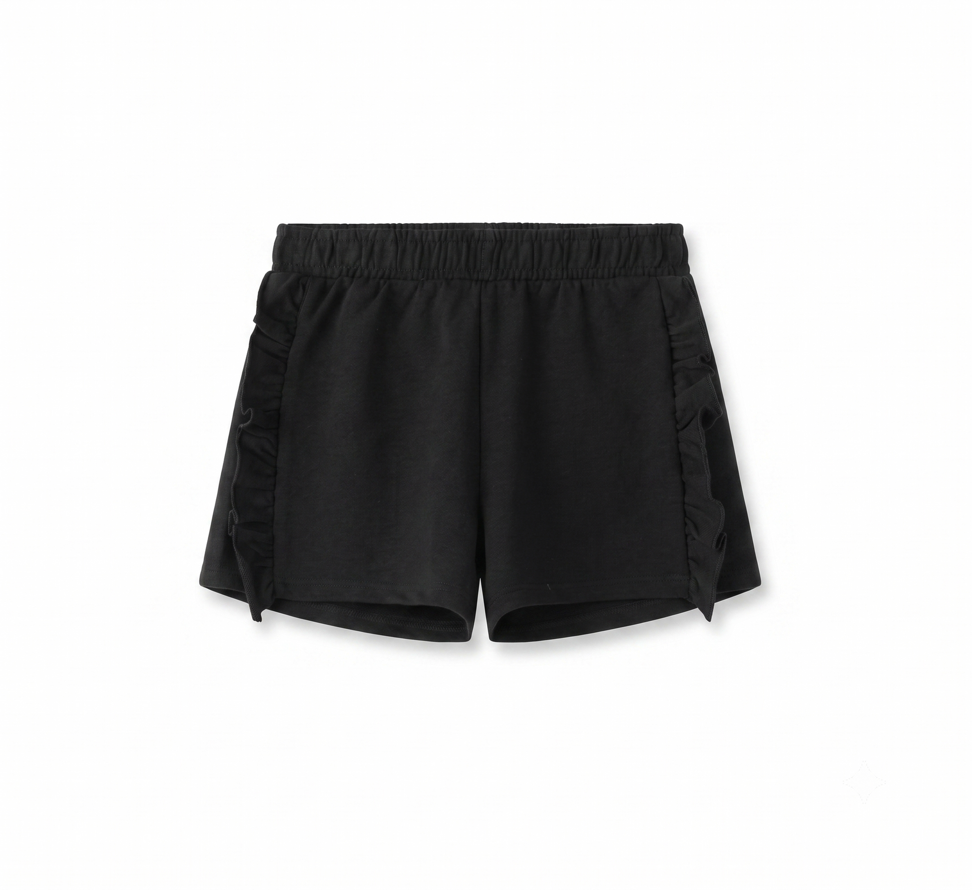 Shorts negros con cintura elástica y detalles de volantes niña.